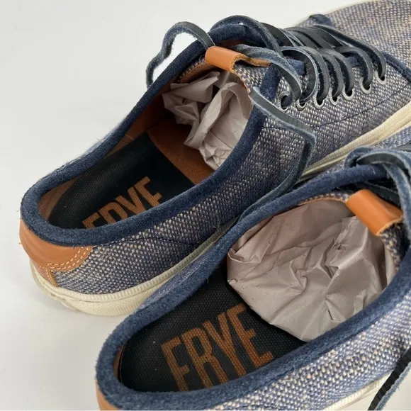 FRYE LUDLOW LOW 80517 MENS BLUE CANVAS LOW TOP LACE UP LIFESTYLE SNEAKERS SHOES