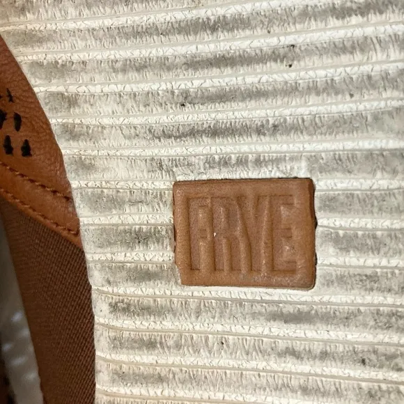 FRYE Melanie Cognac Brown Perforated Leather SlipOn Loafer Mules Flats