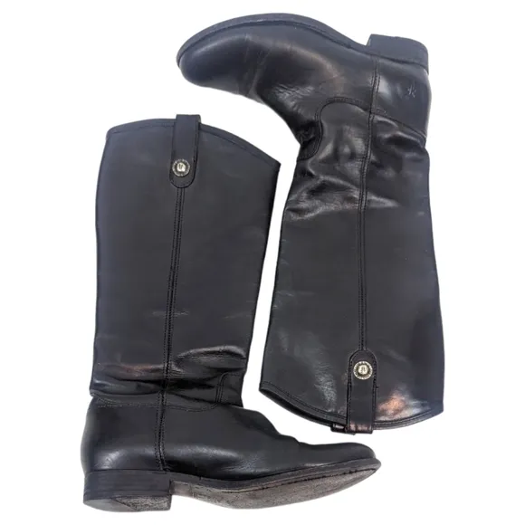 Frye Melissa Button Tall Leather Riding Boots Equestrian Boot Womens 7.5 Black