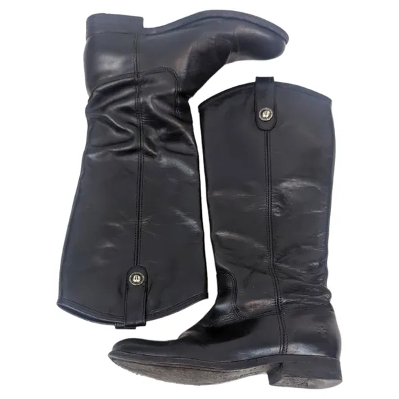 Frye Melissa Button Tall Leather Riding Boots Equestrian Boot Womens 7.5 Black
