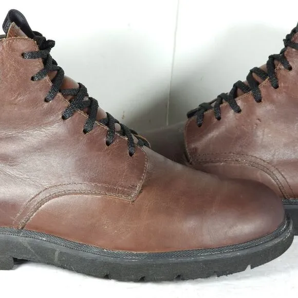FRYE Men's Terra US 9,5 Cognac Brown Leather Lace-Up Chukka Combat Boots