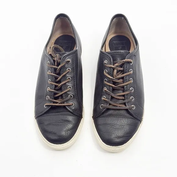 Frye Mindy Low Top Leather Lace Up Sneakers size 7.5 Black