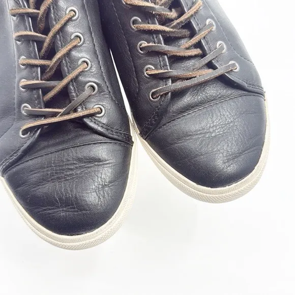 Frye Mindy Low Top Leather Lace Up Sneakers size 7.5 Black