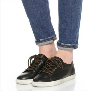 Frye Mindy Low Top Leather Lace Up Sneakers size 7.5 Black