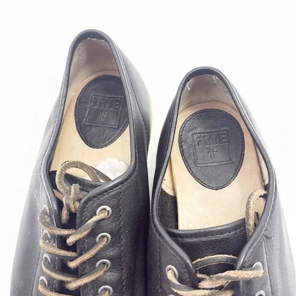 Frye Mindy Low Top Leather Lace Up Sneakers size 7.5 Black