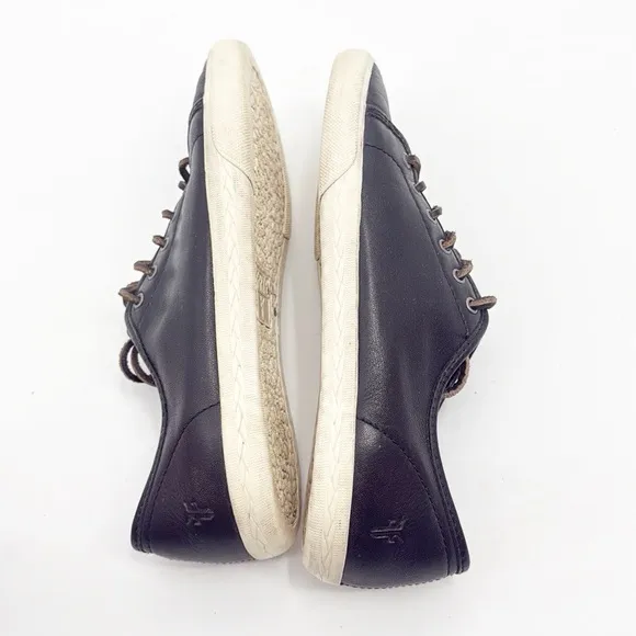 Frye Mindy Low Top Leather Lace Up Sneakers size 7.5 Black