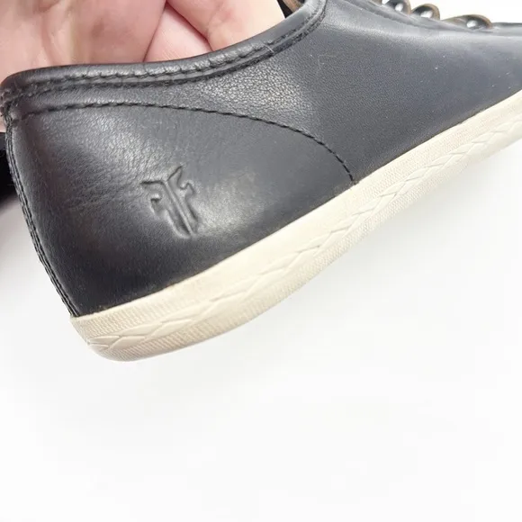 Frye Mindy Low Top Leather Lace Up Sneakers size 7.5 Black