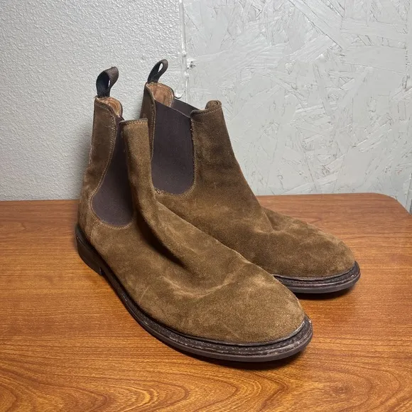 Frye Seth Tan Suede Leather Chelsea Ankle Slip On Casual Boots Mens Size 13D