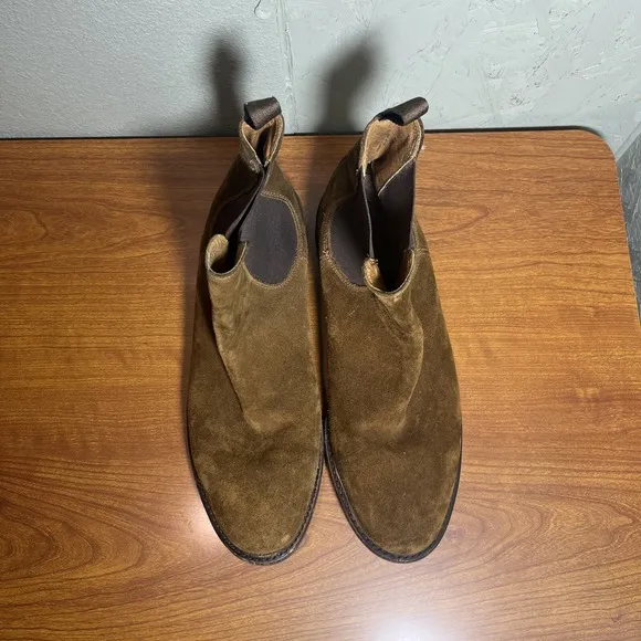 Frye Seth Tan Suede Leather Chelsea Ankle Slip On Casual Boots Mens Size 13D