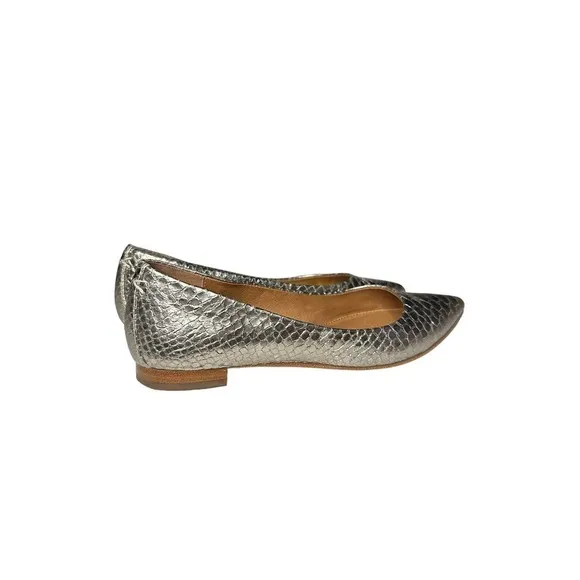 Frye Silver Metallic Faux Reptile Pattern Leather Ballet Flats Size 6M