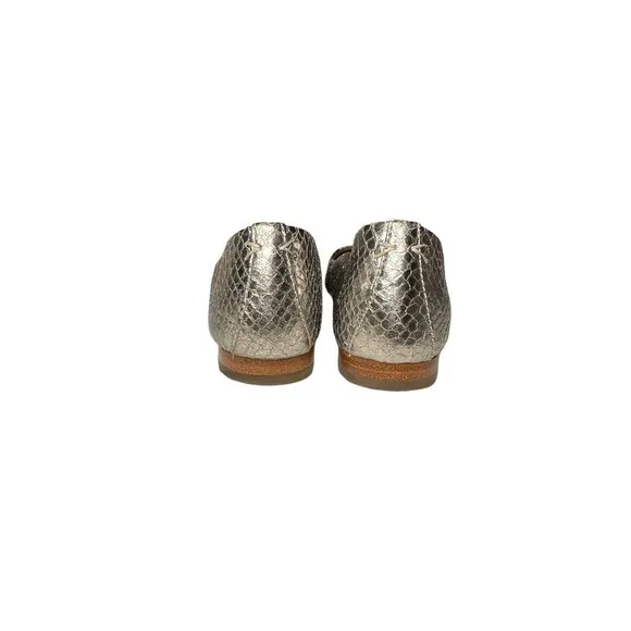 Frye Silver Metallic Faux Reptile Pattern Leather Ballet Flats Size 6M