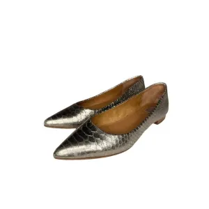 Frye Silver Metallic Faux Reptile Pattern Leather Ballet Flats Size 6M