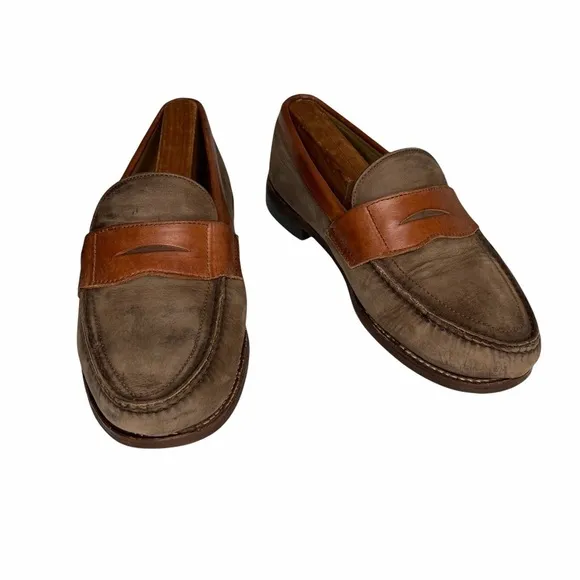 Frye Two Tone Brown Nubuck/Leather Driving Loafers