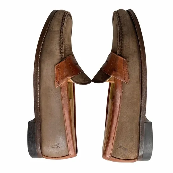 Frye Two Tone Brown Nubuck/Leather Driving Loafers