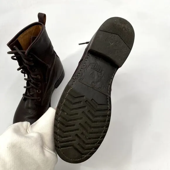 Frye Veronica Leather Cherry Brown Combat Boots