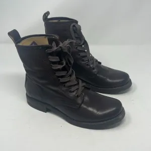 Frye women's combat boots 8 brown leather dark EUC