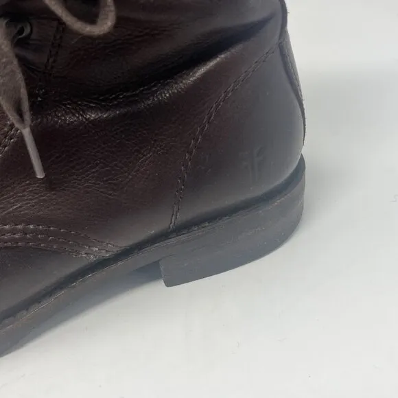 Frye women's combat boots 8 brown leather dark EUC