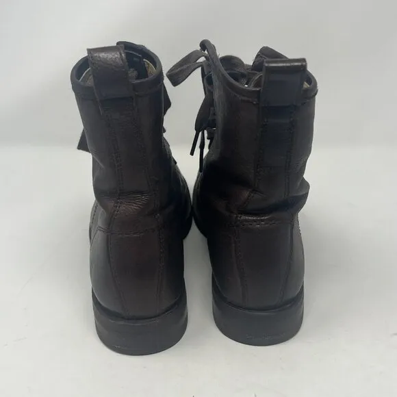 Frye women's combat boots 8 brown leather dark EUC