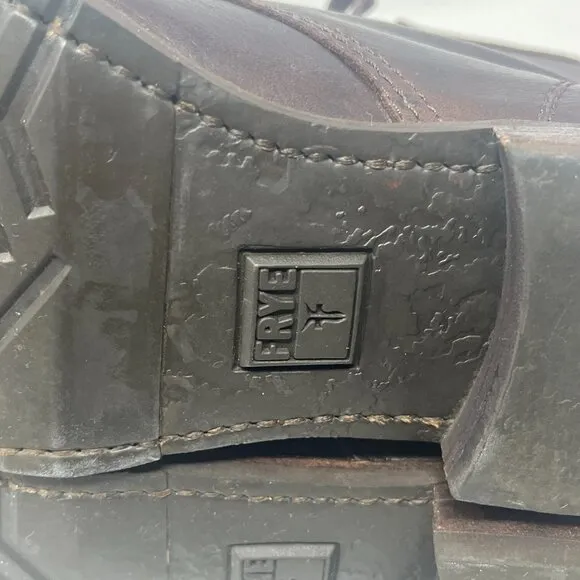 Frye women's combat boots 8 brown leather dark EUC