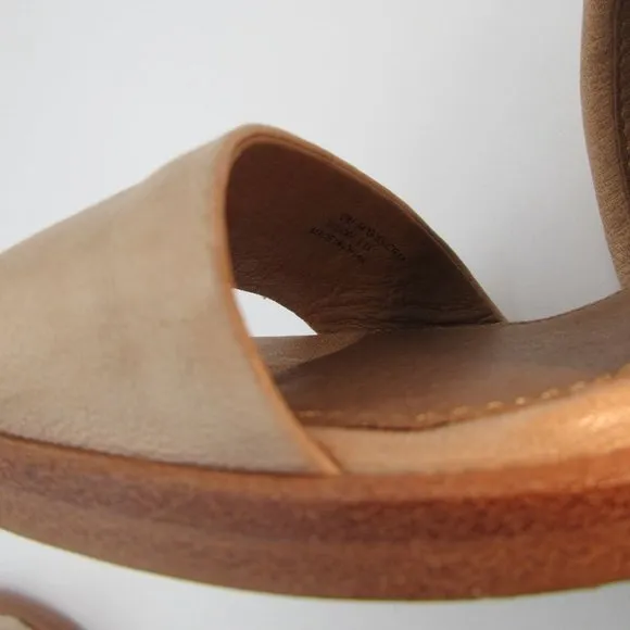 FRYE women's Dani cream leather cross strap stacked heel sandals 10