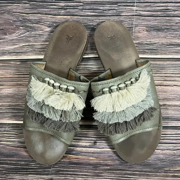 Frye Women's Riley Tassel Slides‎ Slip On Sandals