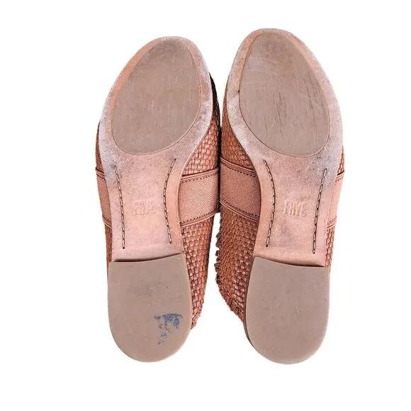 Frye Womens Terri Woven Gore Mule Sz 8M Leather Slip On Cognac Brown Casual