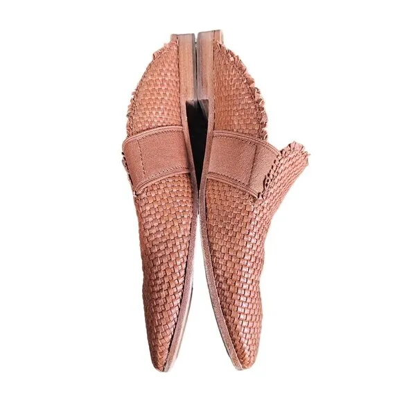 Frye Womens Terri Woven Gore Mule Sz 8M Leather Slip On Cognac Brown Casual