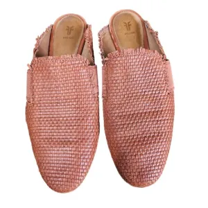 Frye Womens Terri Woven Gore Mule Sz 8M Leather Slip On Cognac Brown Casual