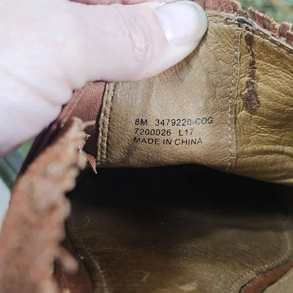 Frye Womens Terri Woven Gore Mule Sz 8M Leather Slip On Cognac Brown Casual