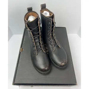 Frye Womens Veronica Combat Boots Antique Black Leather Size 7B