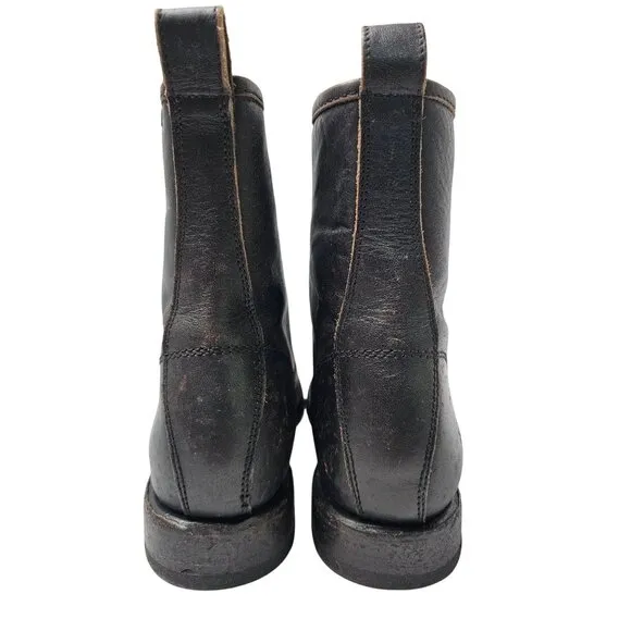 Frye Womens Veronica Combat Boots Antique Black Leather Size 7B