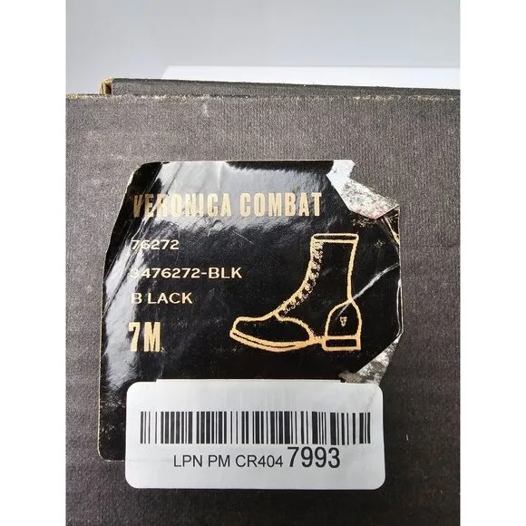 Frye Womens Veronica Combat Boots Antique Black Leather Size 7B