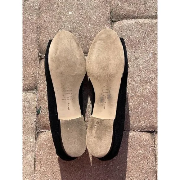 FS/NY French Sole Black Open Toe Flats Slides Slip on Size 7B