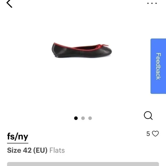 FS/NY Leather Ballerina Flats Black and Red Trim