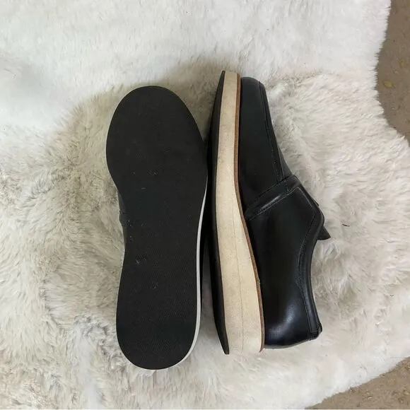 FURLA Plume Black Nappa Soft Onyx Leather Platform Loafers Made In Italy Size 5
