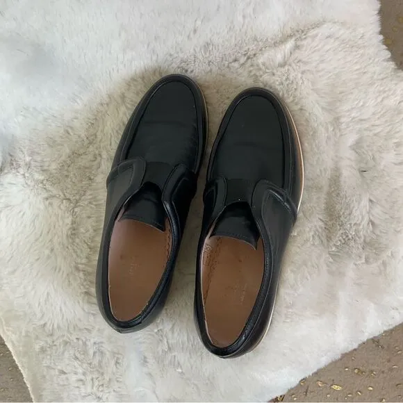 FURLA Plume Black Nappa Soft Onyx Leather Platform Loafers Made In Italy Size 5