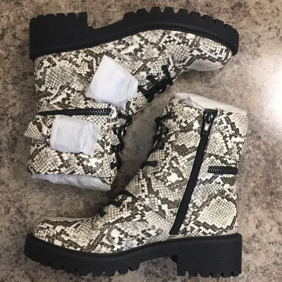 G by Guess Snakeskin Combat Boots