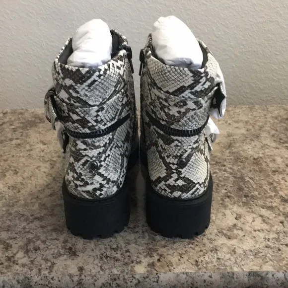 G by Guess Snakeskin Combat Boots