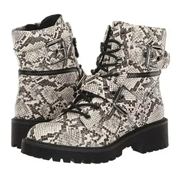 G by Guess Snakeskin Combat Boots