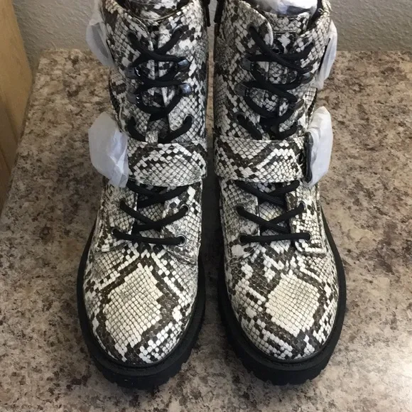 G by Guess Snakeskin Combat Boots