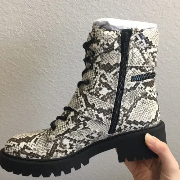 G by Guess Snakeskin Combat Boots