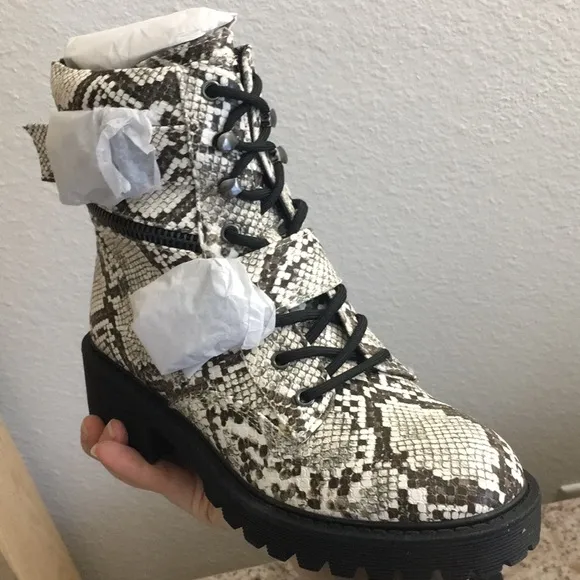 G by Guess Snakeskin Combat Boots