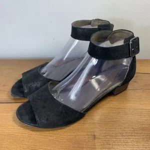 Gabor Ankle Strap Caruso Sandals Black Suede Metallic Leather Womens 6.5UK 8.5US