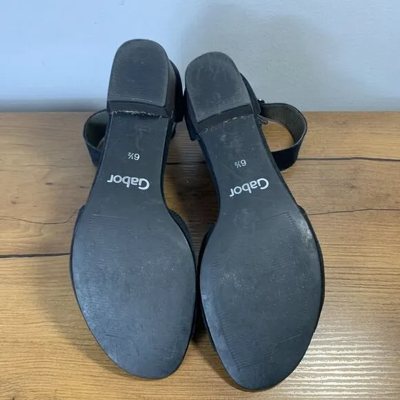 Gabor Ankle Strap Caruso Sandals Black Suede Metallic Leather Womens 6.5UK 8.5US