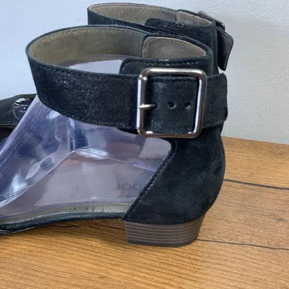 Gabor Ankle Strap Caruso Sandals Black Suede Metallic Leather Womens 6.5UK 8.5US