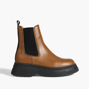 Ganni Brown and Black Chelsea Boots