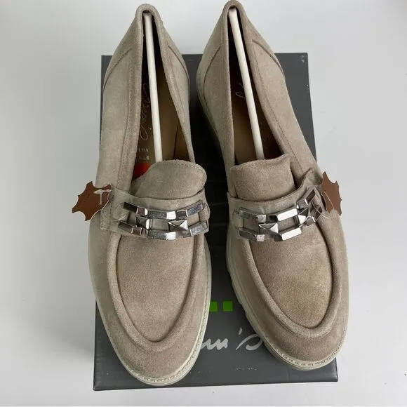 Gems Tan Chain Chunky Sole Suede Flats Size 9.5