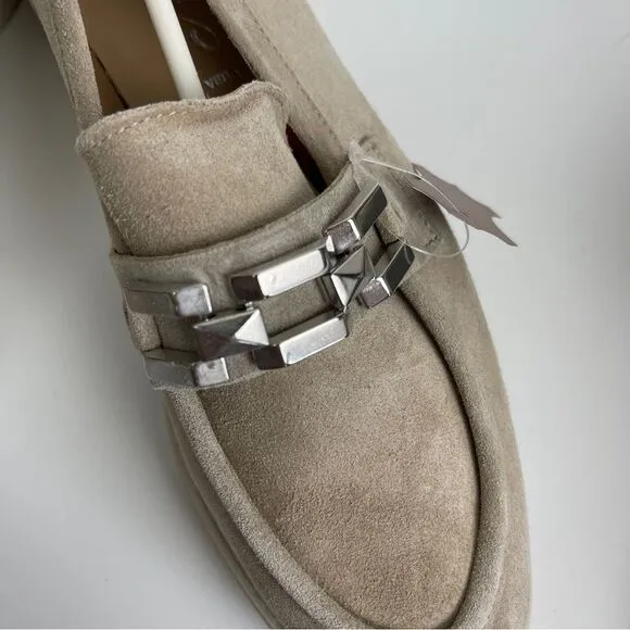 Gems Tan Chain Chunky Sole Suede Flats Size 9.5