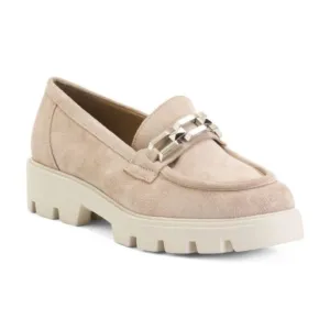 Gems Tan Chain Chunky Sole Suede Flats Size 9.5
