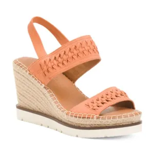 GENTLE SOULS Leather Elyssa Dual Band Braided Wedge Sandals